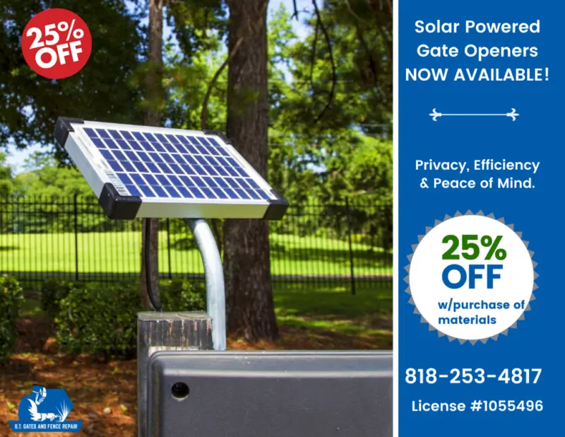 Solar Powered Gate Openers in Van Nuys OT Gates and Fence Repair